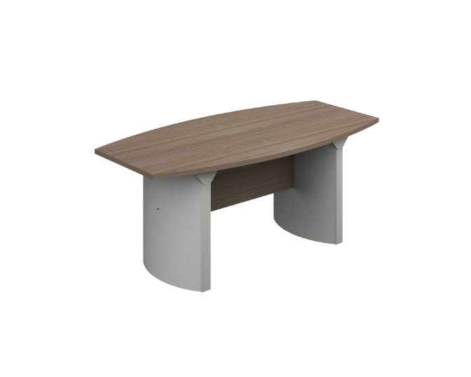 [GBR570180BP30PL20] Boat shaped conference table D bases 72 x 36 x 30" Prime (Oxford, Platino)