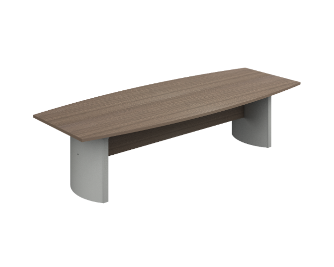 [GBR570305BP30PL20] Boat shaped conference table D bases 120 x 48 x 30" Prime (Oxford, Platino)