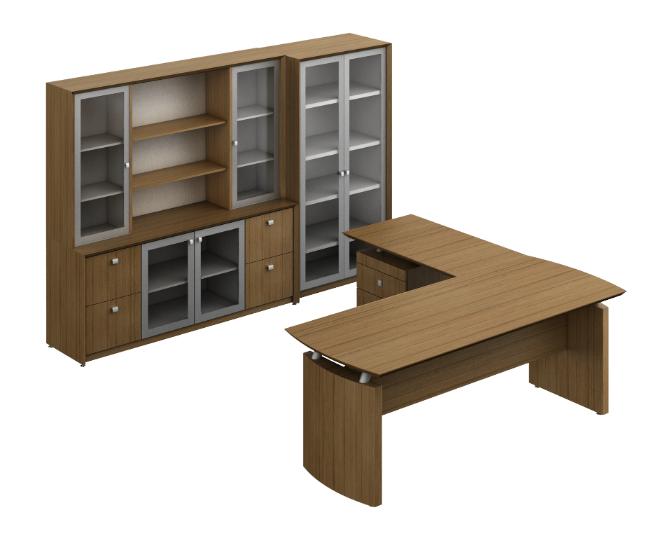 [GCC110CVCN19] Executive U-group glass doors 106 x 130 x 71" Contempo (Silver Apricot)