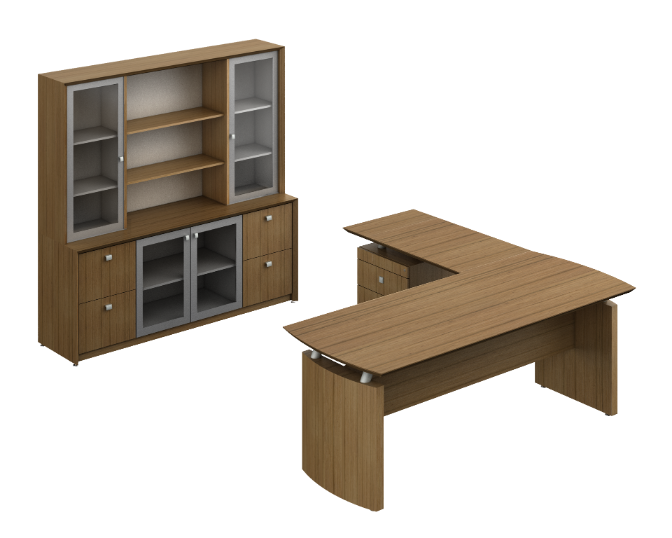 [GCC120CVCN19] Conjunto Ejecutivo c/Vidrio 200 x 330 x 180 cm Contempo (Silver Apricot)