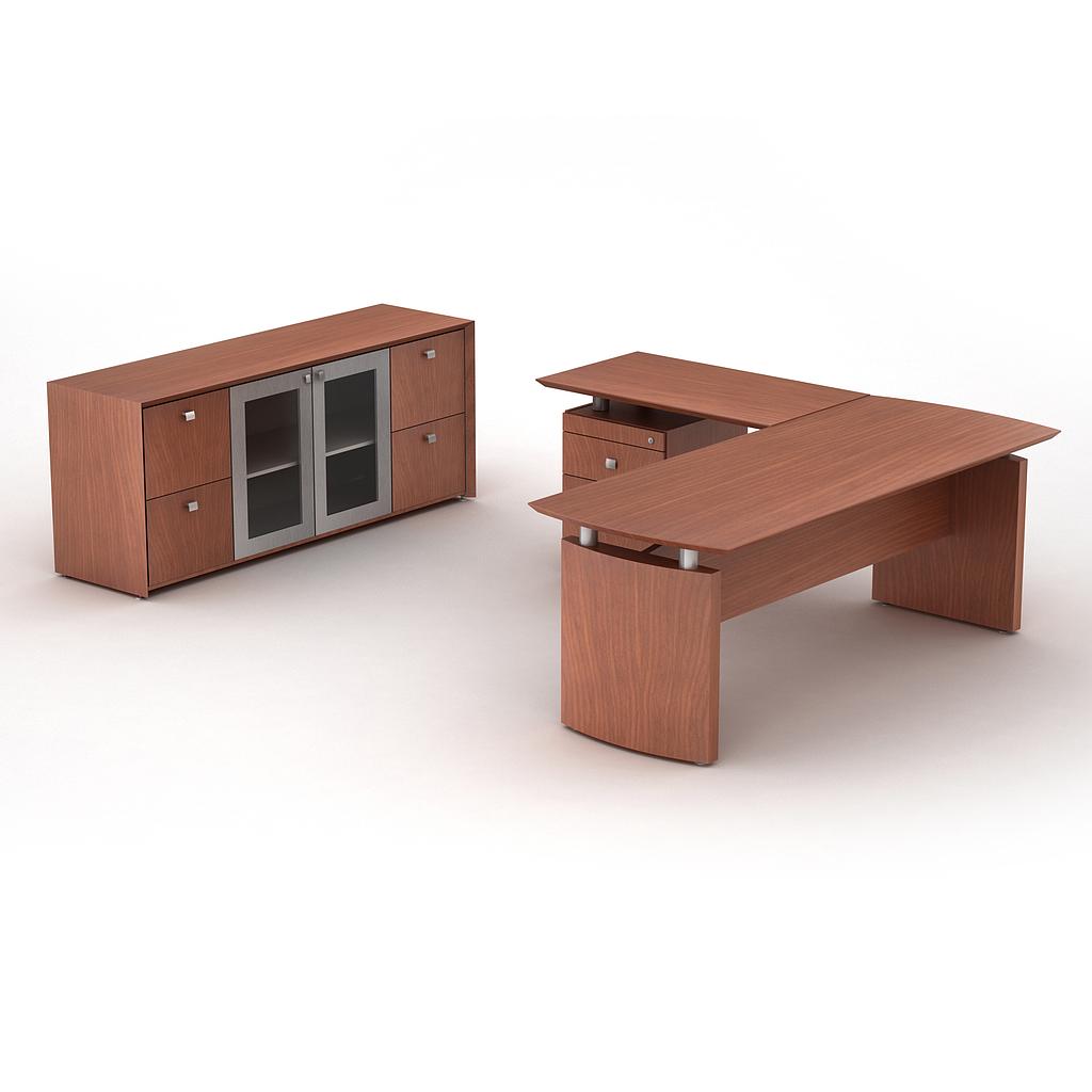 [GCC130CVCN19] Conjunto Semi Ejecutivo c/Vidrio 200 x 330 x 75 cm Contempo (Silver Apricot)