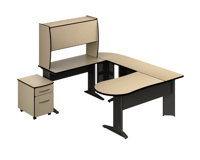 [GAK120MM3M28BP04PL00] Conjunto Ejecutivo Peninsular 28MM 170 x 220 x 155 cm 3MM Cyber (Cherry, En Polvo Negro)