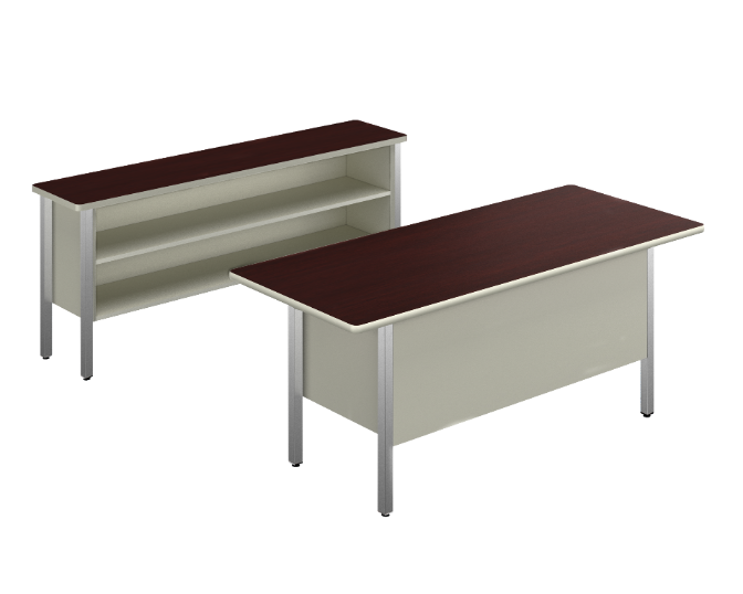 [GAO130CVBP04LL02] Conjunto Semi Ejecutivo 150 x 205 x 92 cm Concord (Con Vidrio, Cherry, Beige)