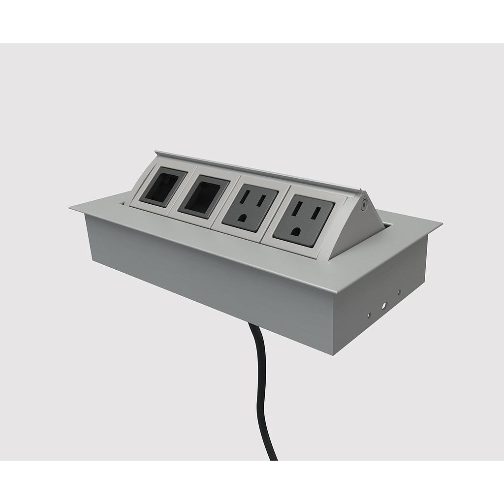 [BE01820-M-2-2-72-EFF] Multicontacto MHO 2 Tomas/2 Vacios 180 cm (Black anodized aluminum w/black interior)