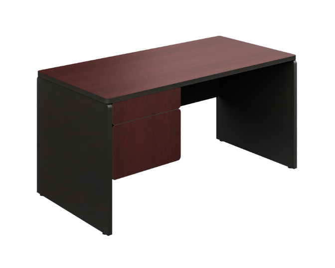 [GBS210120LBP04BP00] Escritorio 2 Gavetas 120.8 x 75.8 x 74 cm Spazio (Izquierdo, Cherry, Baja Presion Negro)