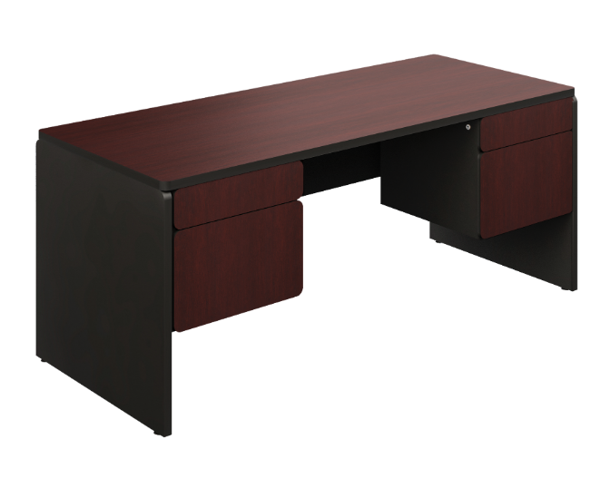 [GBS220180BP04BP00] Escritorio 4 Gavetas 180.8 x 85.8 x 74 cm Spazio (Cherry, Baja Presion Negro)