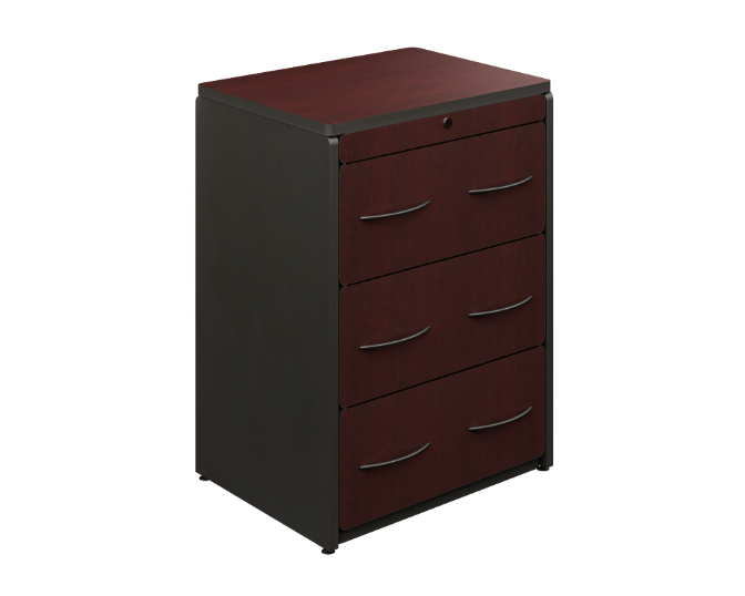 [GBS360BP04BP00] Archivero Hor. 3 Gavetas 77 x 58.8 x 103 cm Spazio (Cherry, Baja Presion Negro)