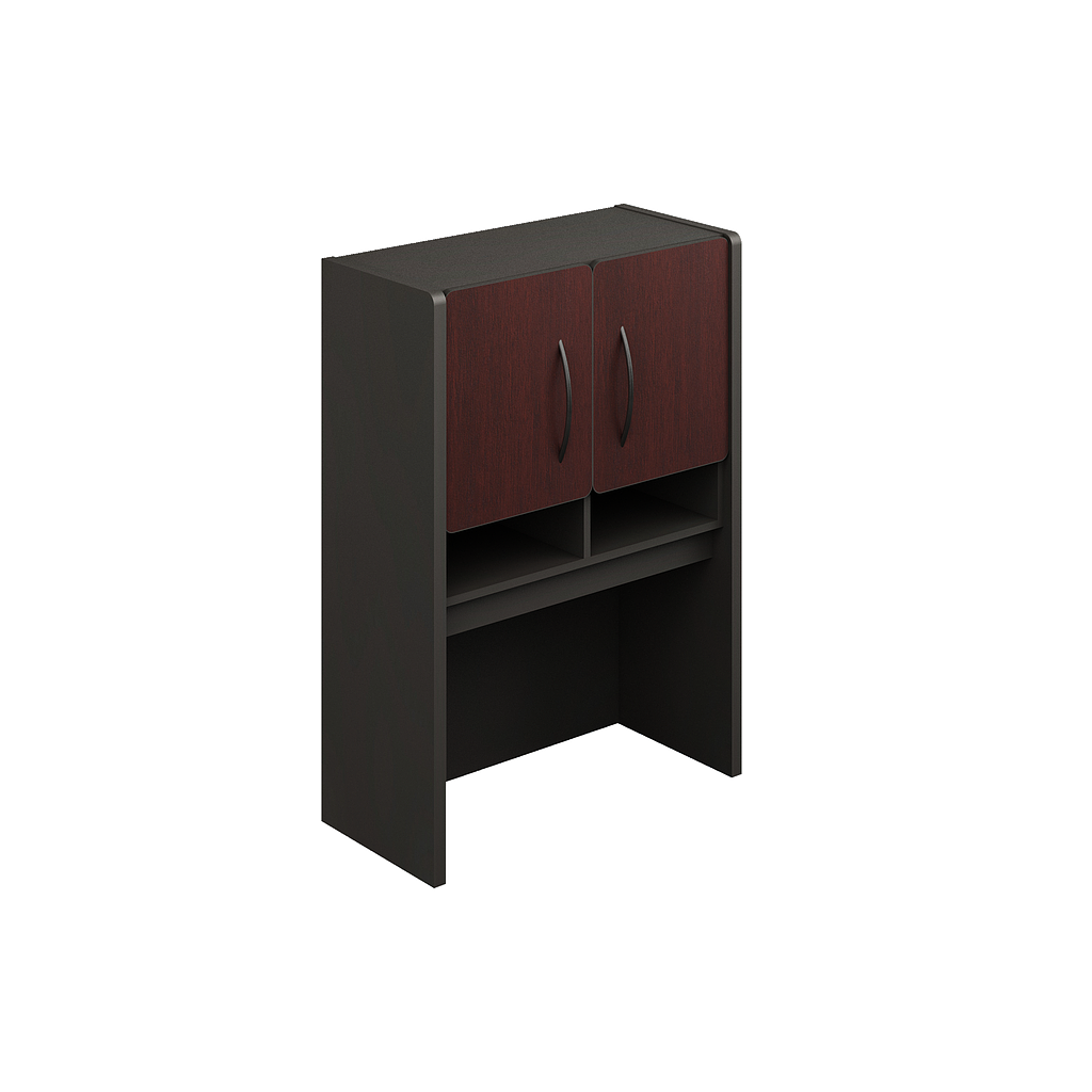 [GBS422BP04BP00] Librero s/Archivero Hor. Puertas Superiores 76.8 x 35.4 x 107 cm Spazio (Cherry, Baja Presion Negro)