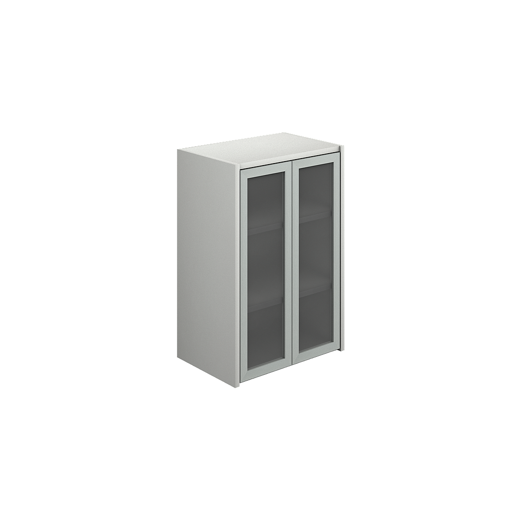 [GBR424AC33BP30] Hutch with two alum. Framed doors mounted to lateral file 28 x 18.9 x 42" Prime (Oxford)