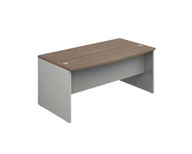 [GBR225165BP30BP10] Bow front desk shell with ½ modesty 65 x 36 x 30" Prime (Oxford, Baja Presion Silver)